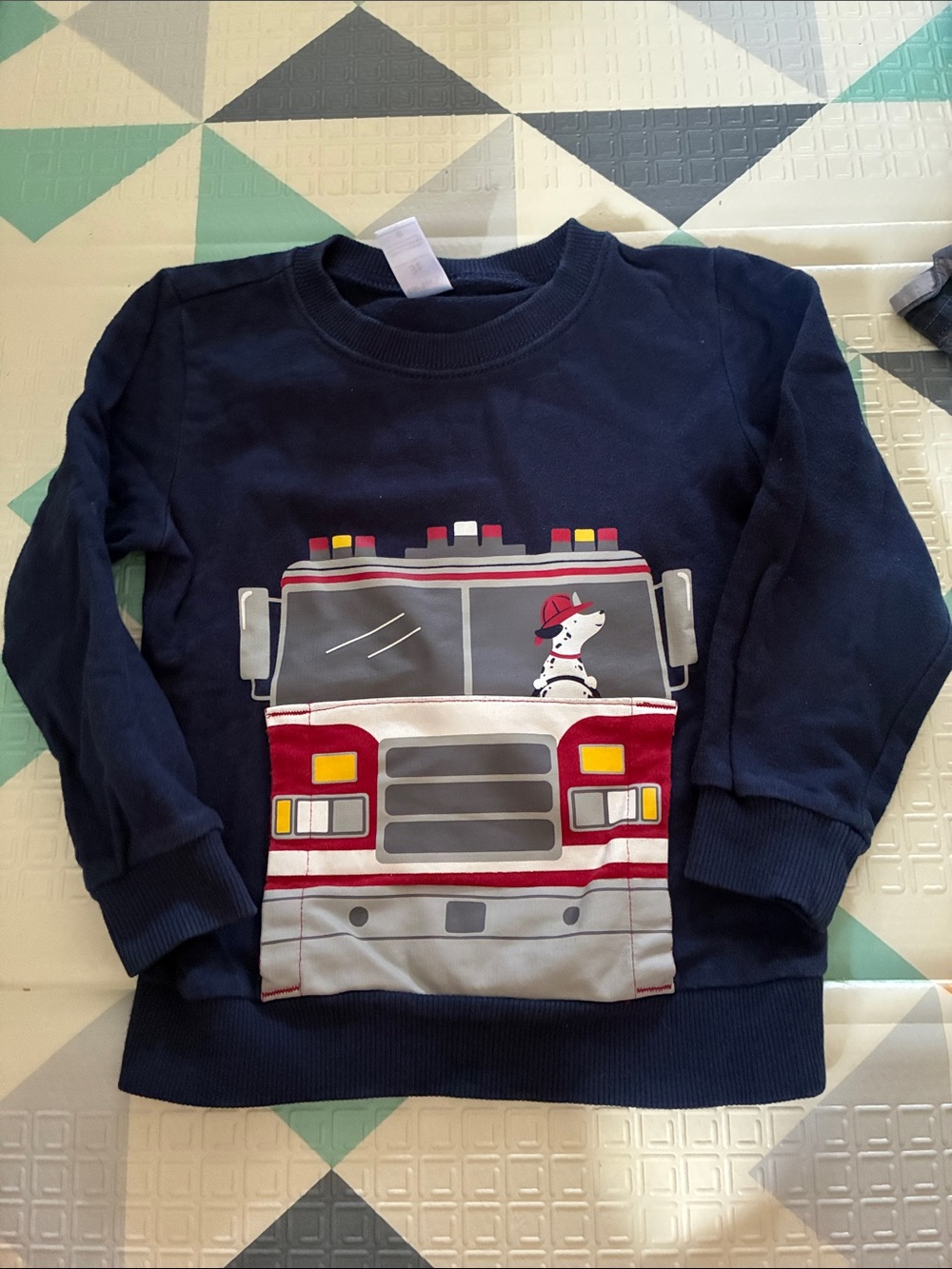 20/25$ 🧸 Kids Navy Fire Truck Sweatshirt with Dalmatian